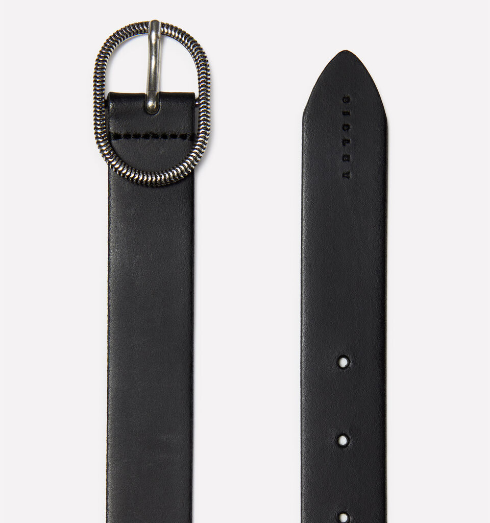 Black belt in leather with decorative buckle - women's belts - Black | Sisley image number 2